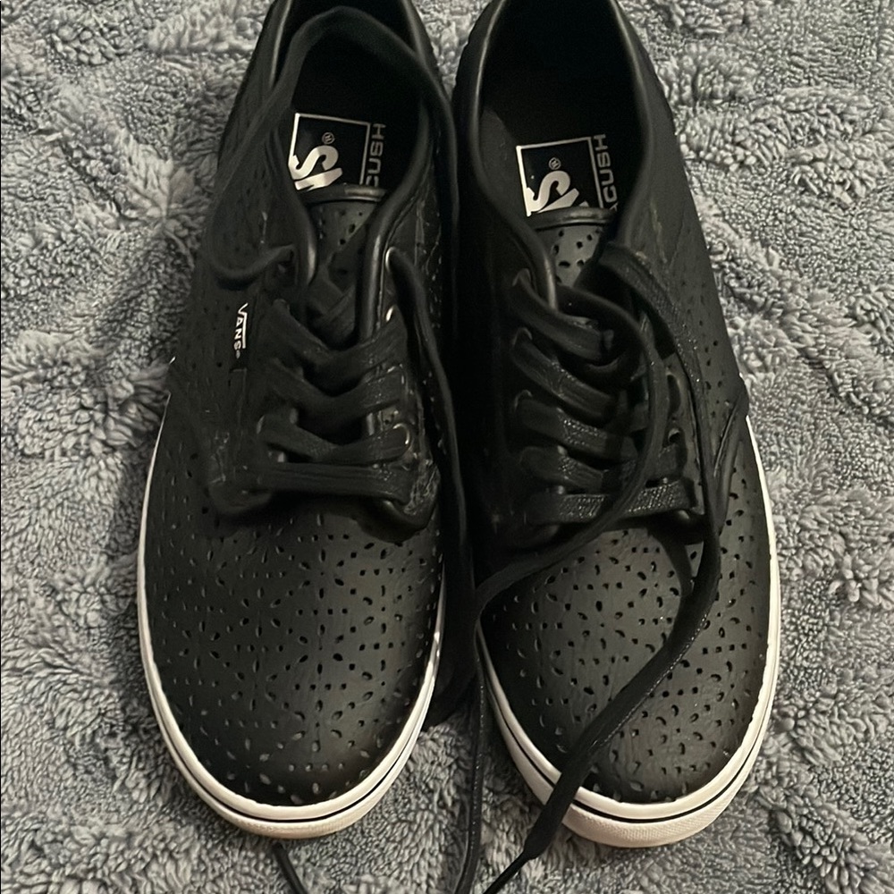 Vans Black Sneakers with White Sole and Textured Upper